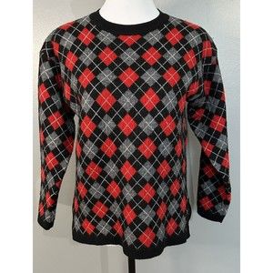 VTG Rafaella 80's Wool Blend Multicolor Argyle Sweater Women’s S Knit Pullover